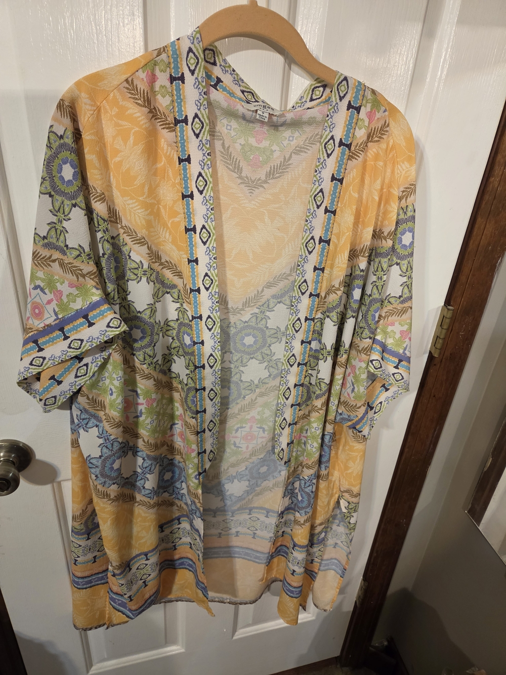Umgee Yellow Floral Geometric Print Swim Coverup